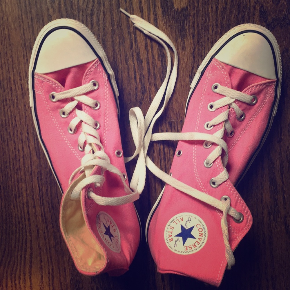 Pink converse high top size 10